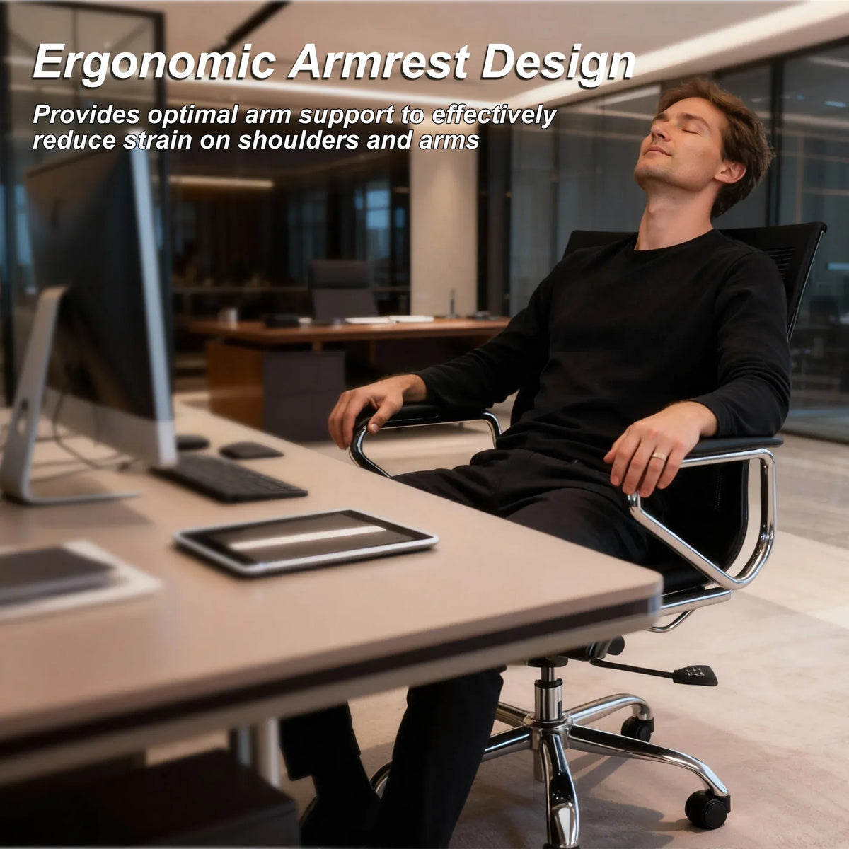 EBGO Adjustable Mid-Back Office Chair-Furniture > Office > Office &amp; Desk Chairs-PEROZ Accessories