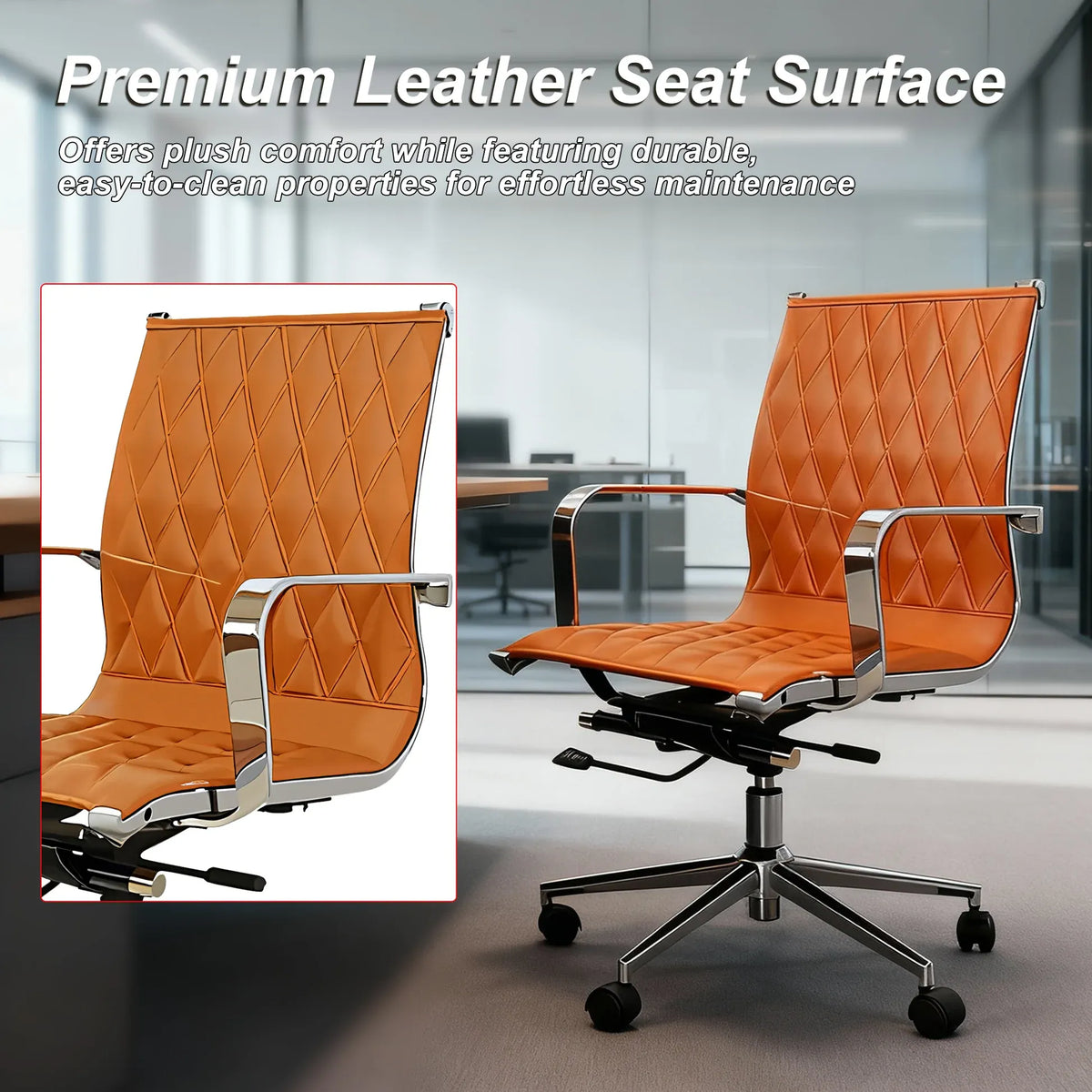 EBGO Adjustable Mid-Back Office Chair-Furniture > Office > Office &amp; Desk Chairs-PEROZ Accessories