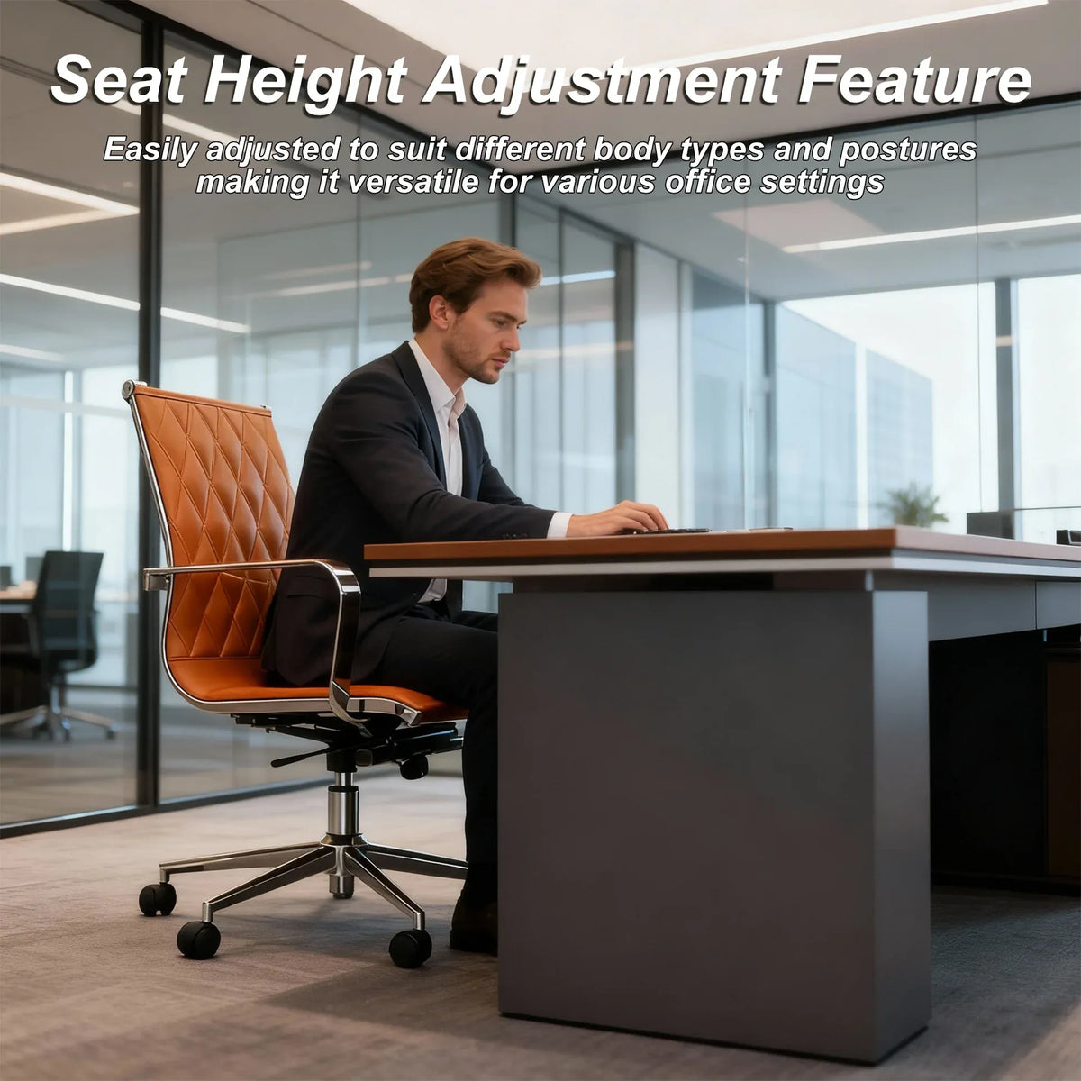 EBGO Adjustable Mid-Back Office Chair-Furniture > Office > Office &amp; Desk Chairs-PEROZ Accessories