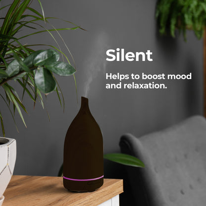Milano Decor Aroma Diffuser 100ml Ultrasonic Humidifier Purifier And 3 Pack Oils - Dark Wood-Appliances &gt; Aroma Diffusers &amp; Humidifiers &gt; Aroma Diffusers-PEROZ Accessories