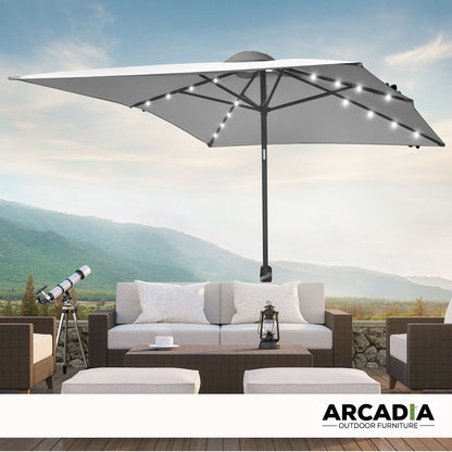 Arcadia Furniture Umbrella 3 Metre Umbrella with Solar LED Lights Garden Yard - Grey-Home &amp; Garden &gt; Shading &gt; Canopies &amp; Gazebos-PEROZ Accessories