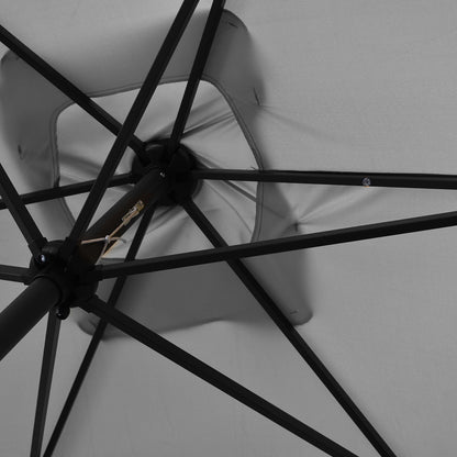 Arcadia Furniture Umbrella 3 Metre Umbrella with Solar LED Lights Garden Yard - Grey-Home &amp; Garden &gt; Shading &gt; Canopies &amp; Gazebos-PEROZ Accessories