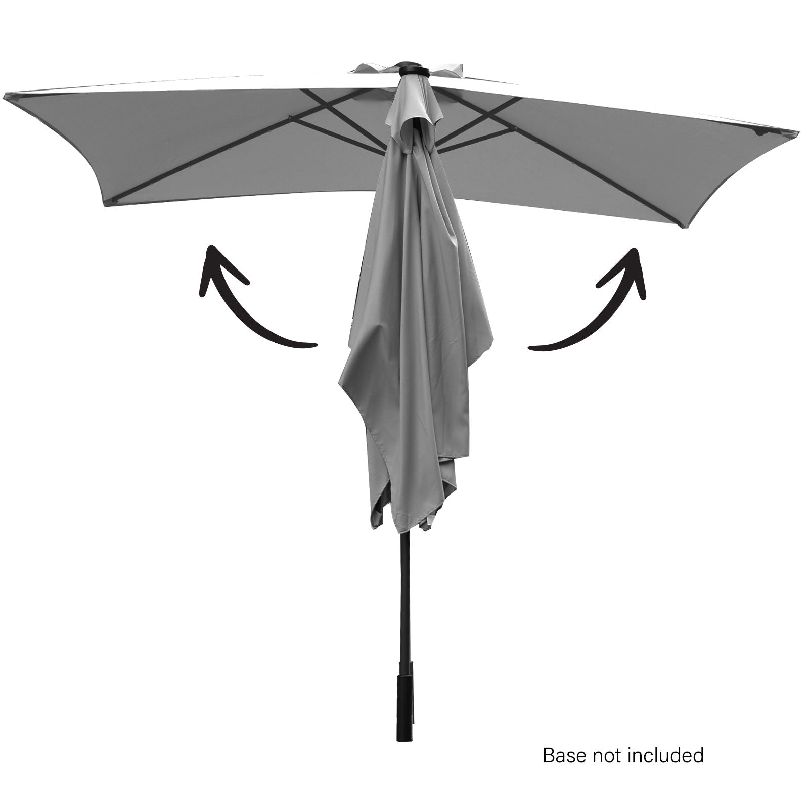 Arcadia Furniture Umbrella 3 Metre Umbrella with Solar LED Lights Garden Yard - Grey-Home &amp; Garden &gt; Shading &gt; Canopies &amp; Gazebos-PEROZ Accessories