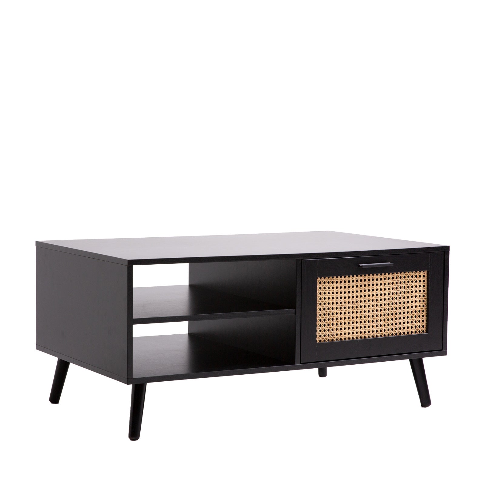 Casa Decor Tulum Rattan Coffee Table Storage Drawer Furniture Wooden Black-Baby &amp; Kids > Baby &amp; Kid&