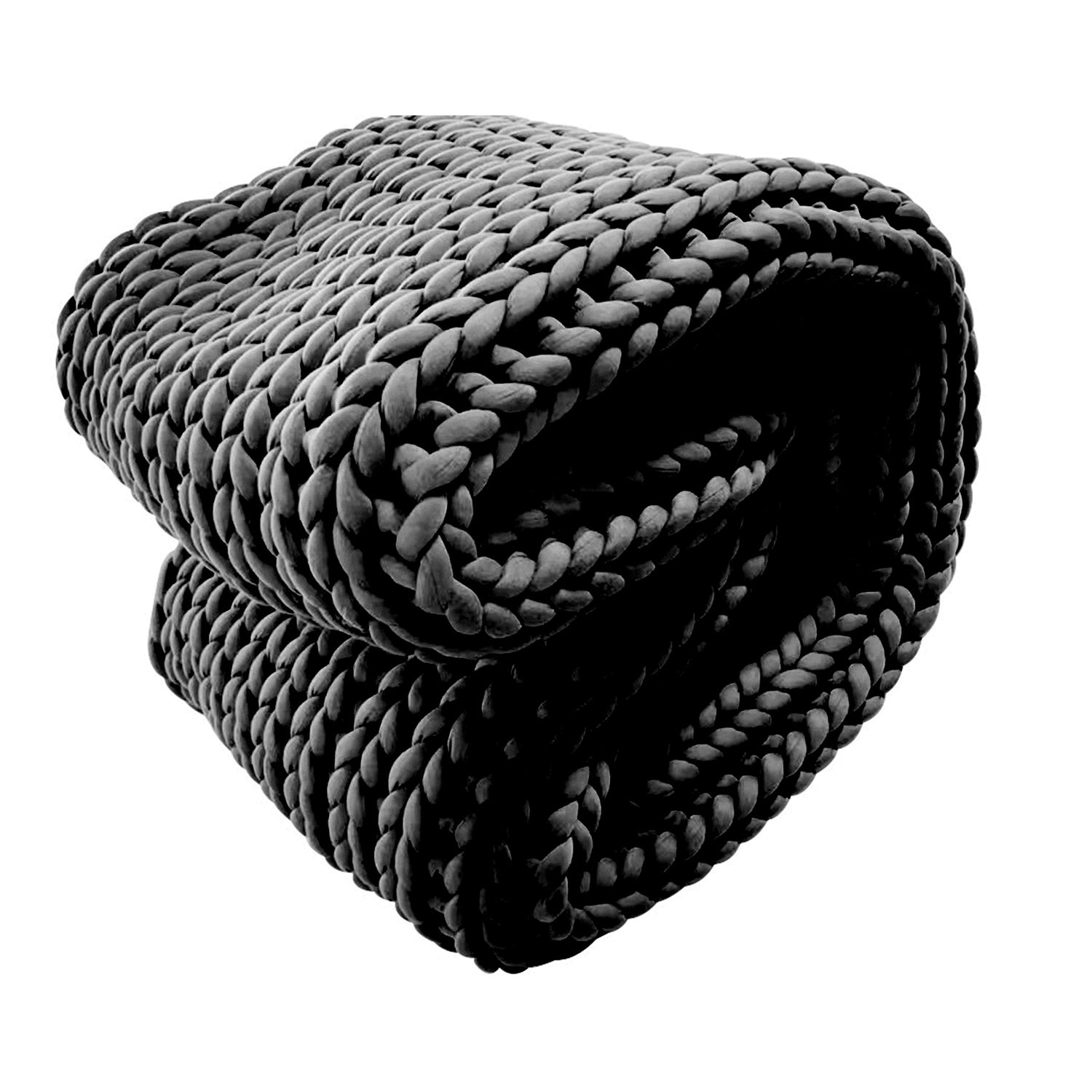 Royal Comfort Chunky Hand Knit Thick Weighted Blanket 6.3KG 203cm x 153cm - Charcoal-Home &amp; Garden &gt; Bedding-PEROZ Accessories