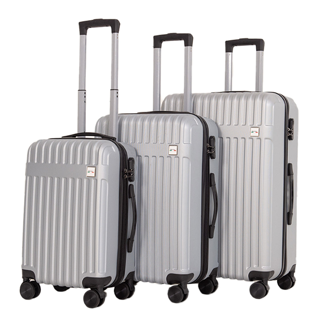 Milano Decor 3 Piece Luggage Set Travel Hard Case 20&quot; 24&quot; 28&quot; Hard Case Durable - Silver-Home &amp; Garden &gt; Travel &gt; Suitcases-PEROZ Accessories