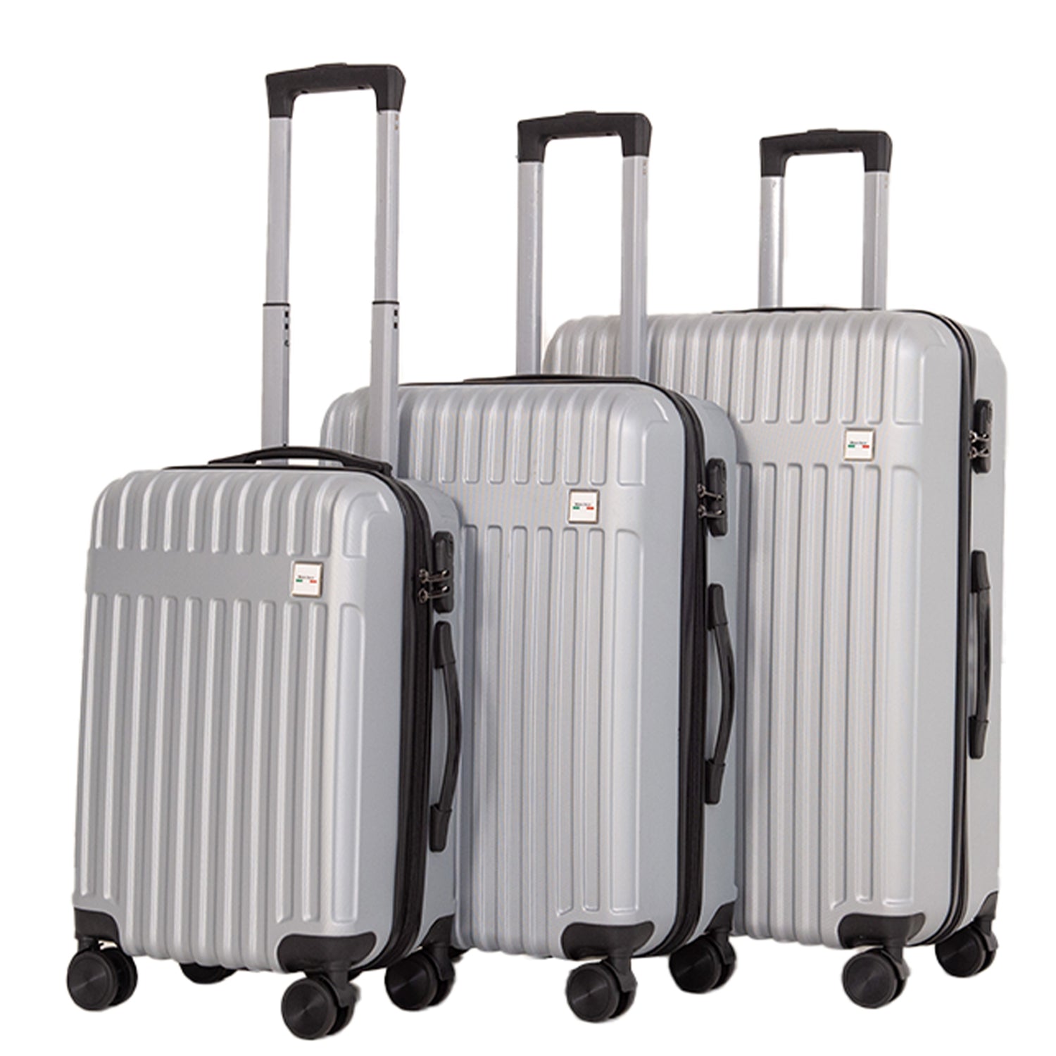Milano Decor 3 Piece Luggage Set Travel Hard Case 20&quot; 24&quot; 28&quot; Hard Case Durable - Silver-Home &amp; Garden &gt; Travel &gt; Suitcases-PEROZ Accessories