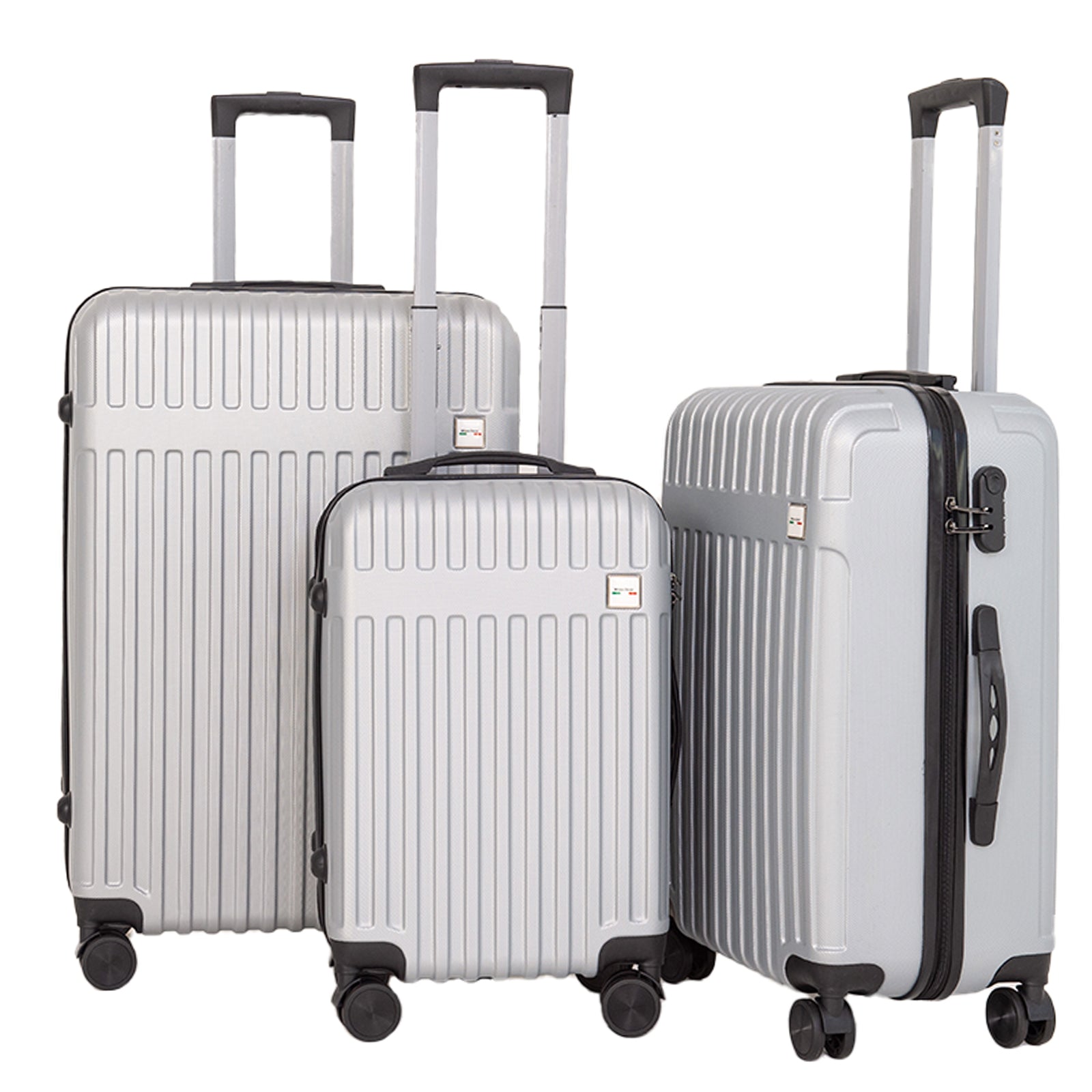 Milano Decor 3 Piece Luggage Set Travel Hard Case 20&quot; 24&quot; 28&quot; Hard Case Durable - Silver-Home &amp; Garden &gt; Travel &gt; Suitcases-PEROZ Accessories