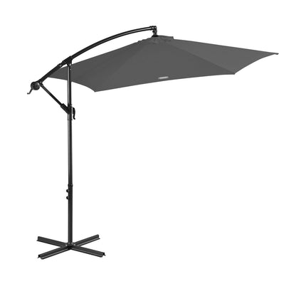 Milano 3M Outdoor Umbrella Cantilever With Protective Cover Patio Garden Shade - Charcoal-Furniture &gt; Outdoor &gt; Outdoor Furniture Accessories-PEROZ Accessories