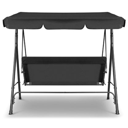 Milano Outdoor Swing Bench Seat Chair Canopy Furniture 3 Seater Garden Hammock - Black-Furniture &gt; Outdoor &gt; Outdoor Chairs-PEROZ Accessories