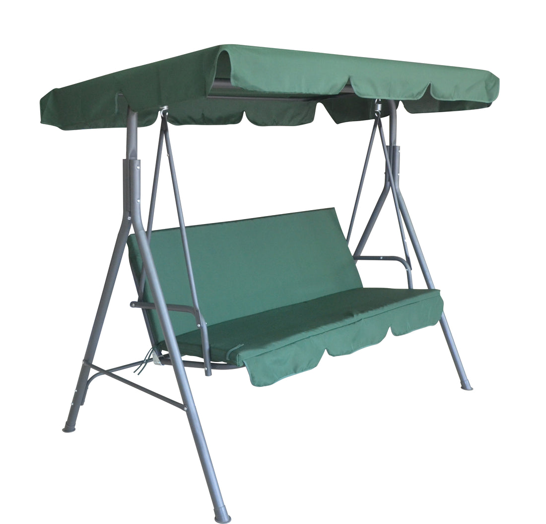 Milano Outdoor Swing Bench Seat Chair Canopy Furniture 3 Seater Garden Hammock - Dark Green-Furniture &gt; Outdoor &gt; Outdoor Chairs-PEROZ Accessories