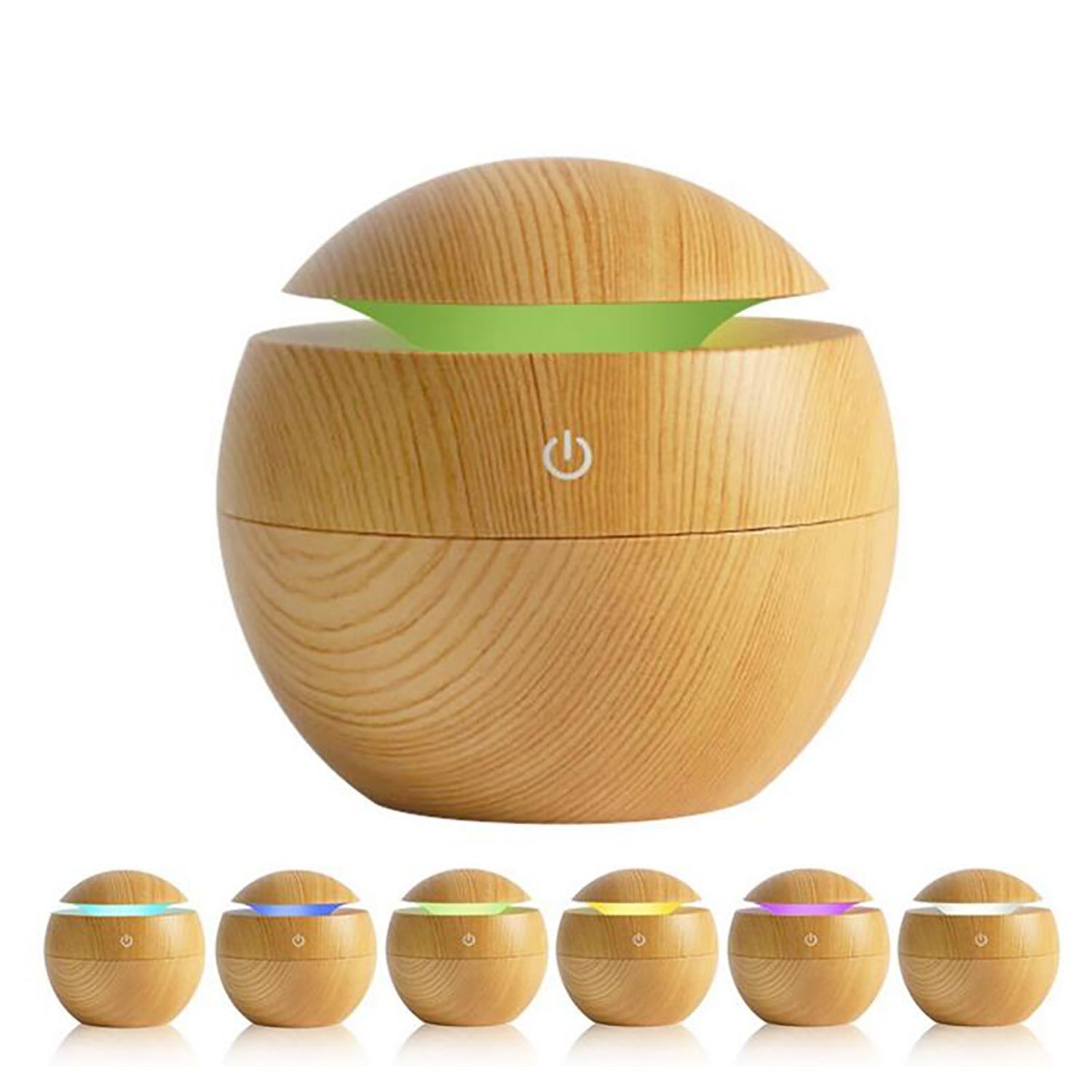 Milano Ultrasonic USB Diffuser with 10 Aroma Oils Humidifier LED Light 130ml - Light Wood-Appliances &gt; Aroma Diffusers &amp; Humidifiers &gt; Aroma Diffusers-PEROZ Accessories