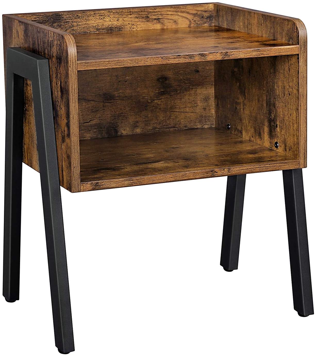 Vintage Nightstand Stackable End Table Wood Look Accent Furniture Metal Frame-Bedside Tables-PEROZ Accessories