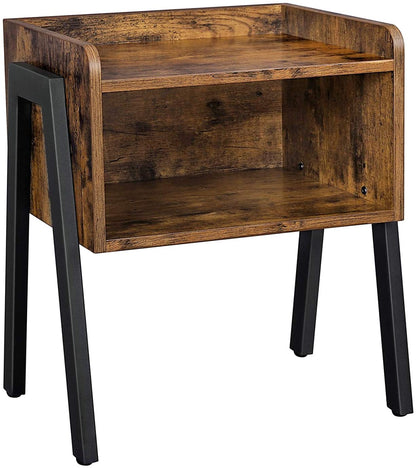 Vintage Nightstand Stackable End Table Wood Look Accent Furniture Metal Frame-Bedside Tables-PEROZ Accessories
