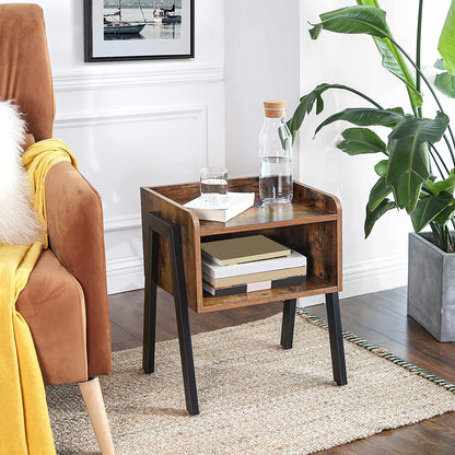 Vintage Nightstand Stackable End Table Wood Look Accent Furniture Metal Frame-Bedside Tables-PEROZ Accessories