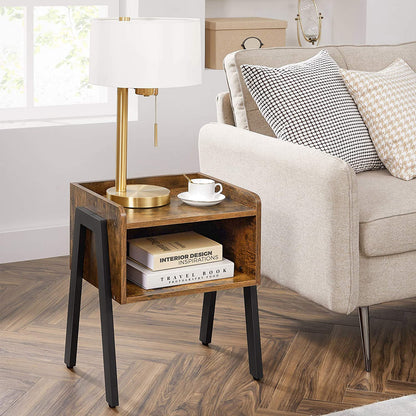Vintage Nightstand Stackable End Table Wood Look Accent Furniture Metal Frame-Bedside Tables-PEROZ Accessories