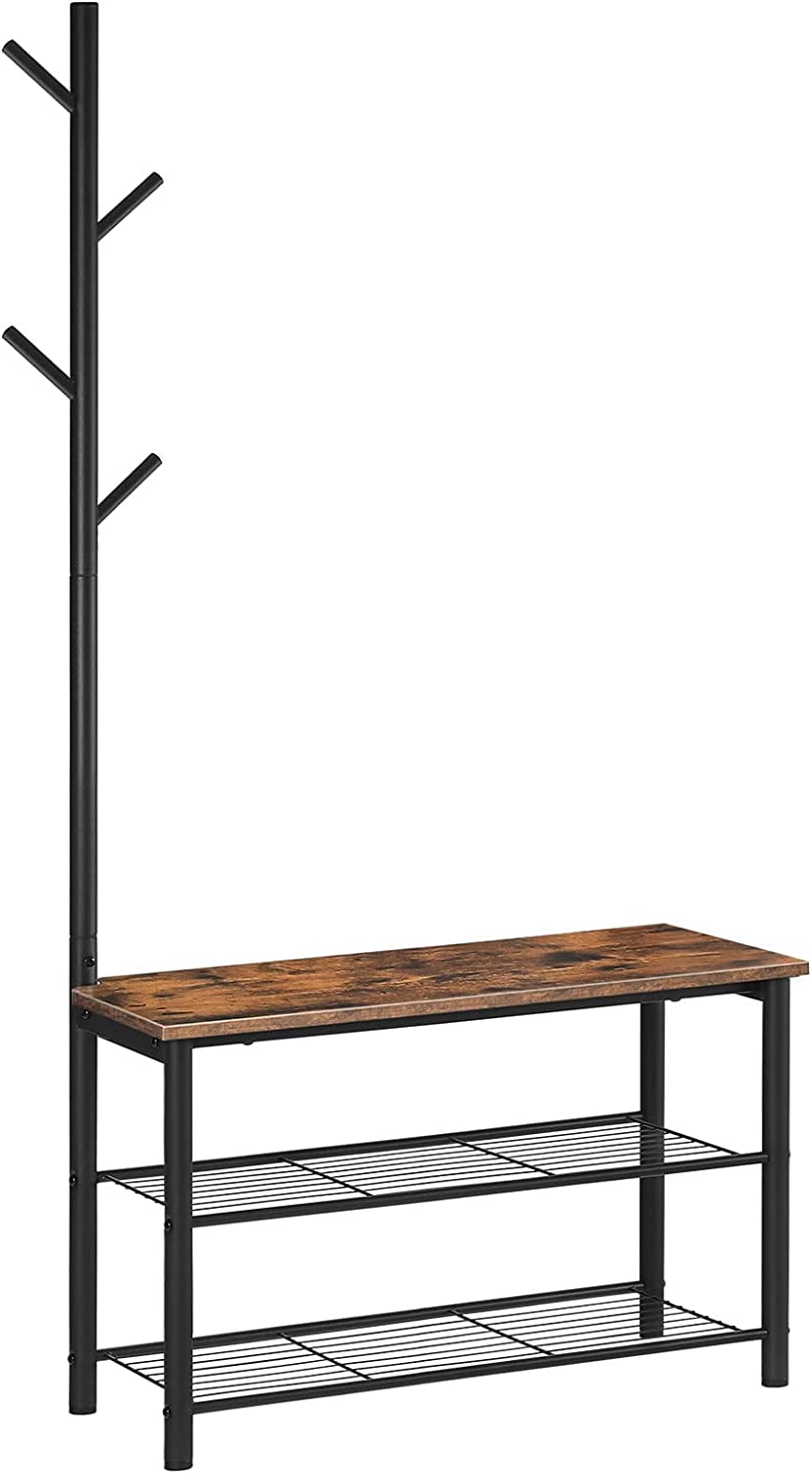 Multifunctional Entryway Coat Rack Shoe Bench for Living Room and Bedroom-Coat Racks-PEROZ Accessories