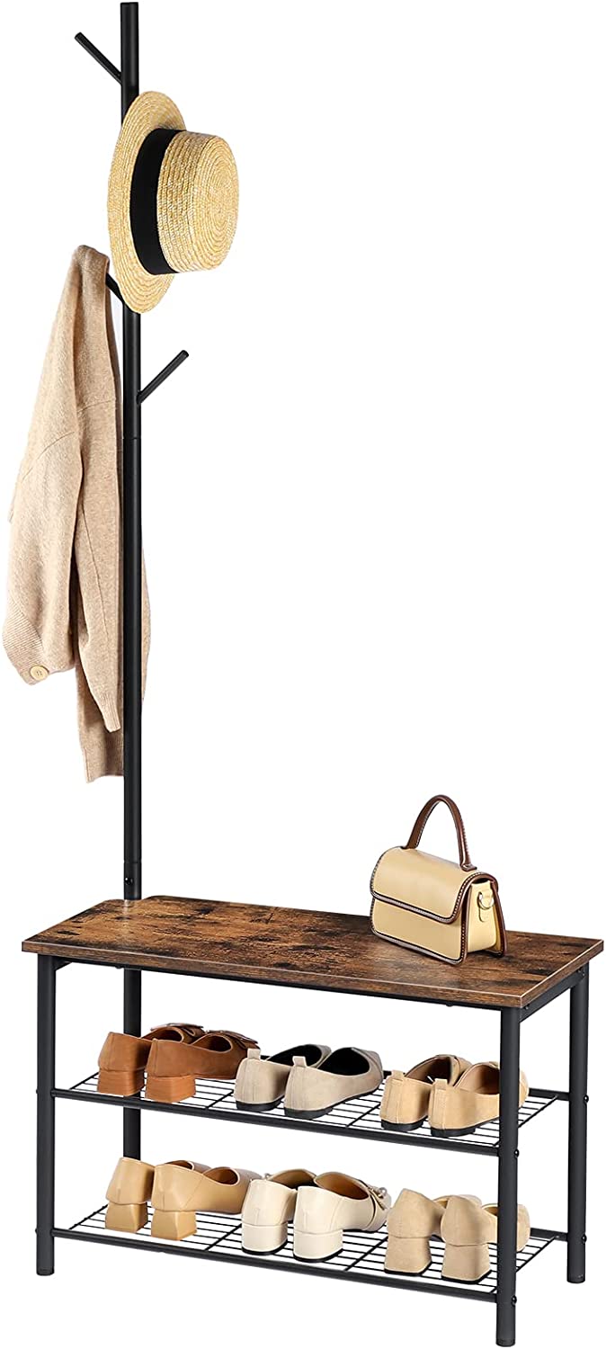 Multifunctional Entryway Coat Rack Shoe Bench for Living Room and Bedroom-Coat Racks-PEROZ Accessories