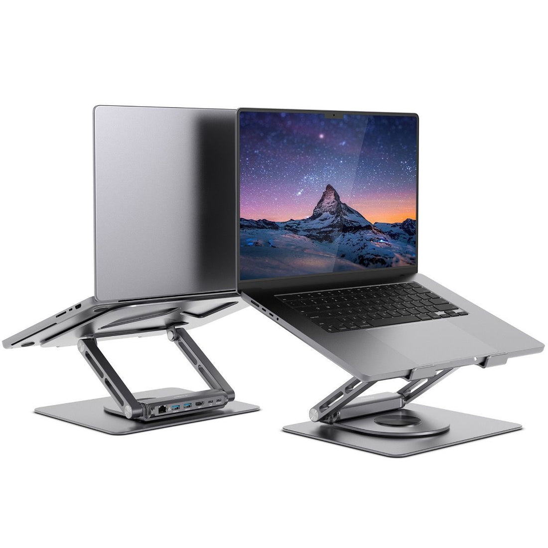 mbeat Stage S12 Rotating Laptop Stand with USB-C Docking Station - Space Grey-Electronics > Computer Accessories-PEROZ Accessories