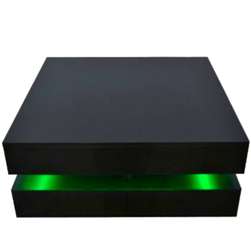 Modern Large High Gloss Coffee Table With LED Lights Black-Furniture > Living Room > Coffee Tables-PEROZ Accessories