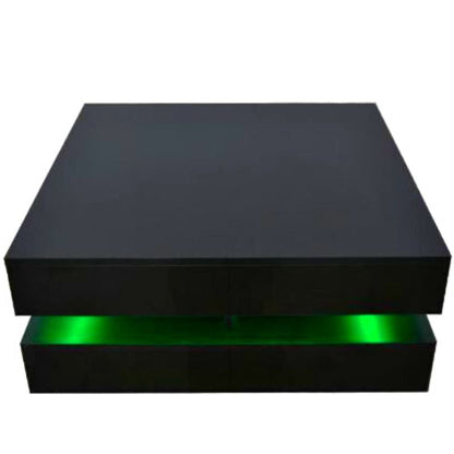 Modern Large High Gloss Coffee Table With LED Lights Black-Furniture > Living Room > Coffee Tables-PEROZ Accessories
