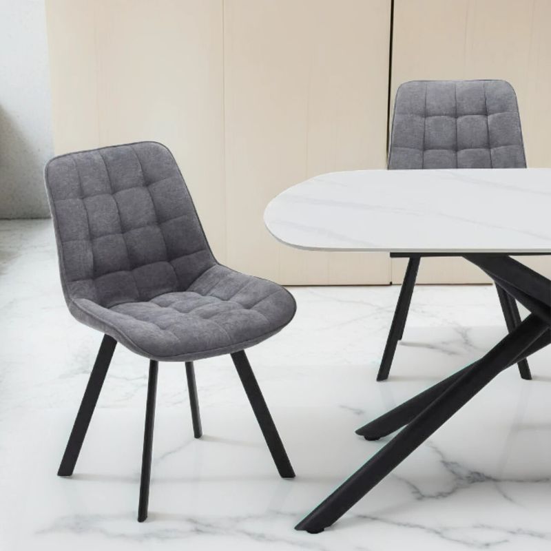 4PCS Neo Softy Dark Grey Fabric Dining Chairs-Furniture &gt; Dining &gt; Kitchen &amp; Dining Chairs-PEROZ Accessories