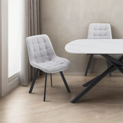 4PCS Neo Softy Light Grey Fabric Dining Chairs-Furniture &gt; Dining &gt; Kitchen &amp; Dining Chairs-PEROZ Accessories