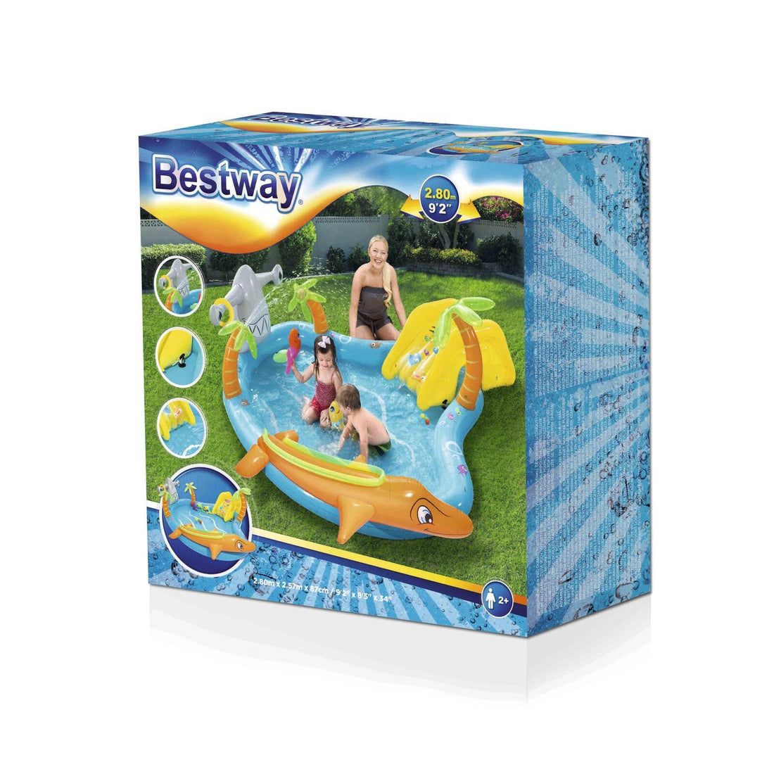 Bestway 273L Inflatable Sea Life Water Fun Park Pool with Slide - 2.8m x 87cm-Water Play Toys-PEROZ Accessories