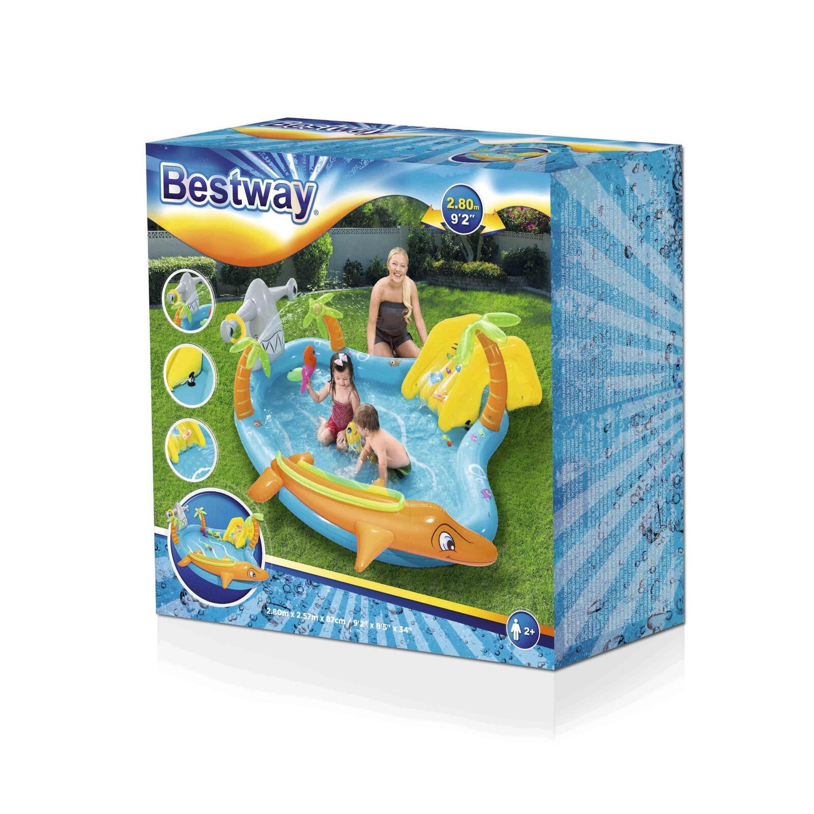 Bestway 273L Inflatable Sea Life Water Fun Park Pool with Slide - 2.8m x 87cm-Water Play Toys-PEROZ Accessories
