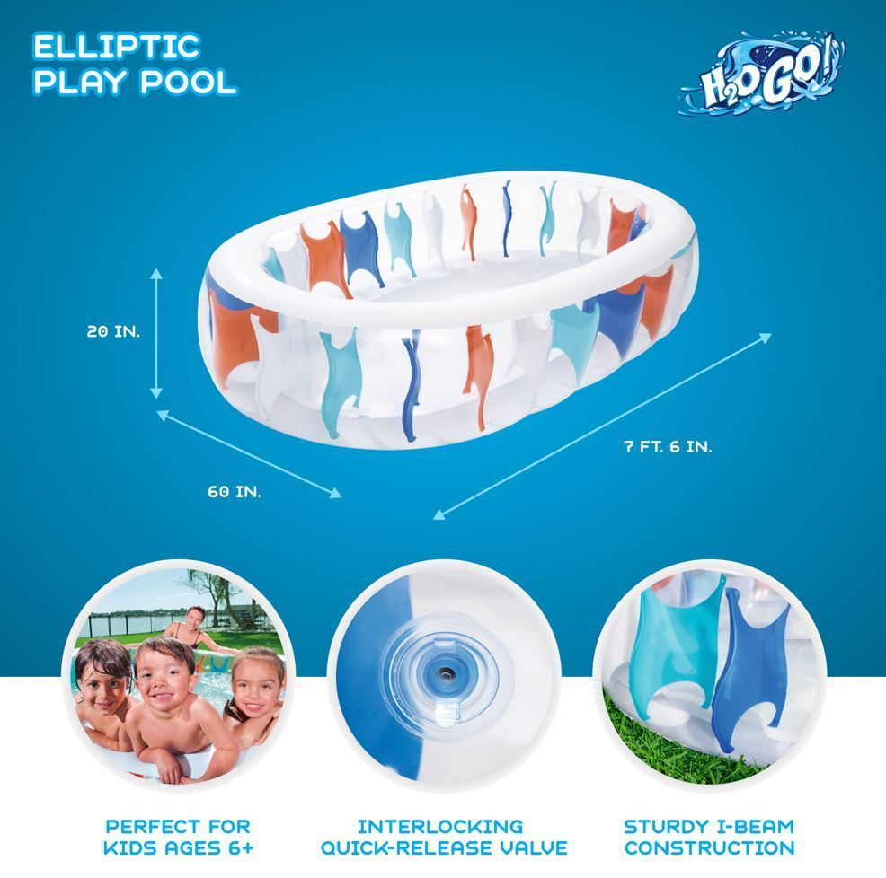 Elliptic Inflatable Play Pool for ages 6+-Home &amp; Garden &gt; Pool &amp; Accessories &gt; Pool Toys &amp; Inflatables-PEROZ Accessories