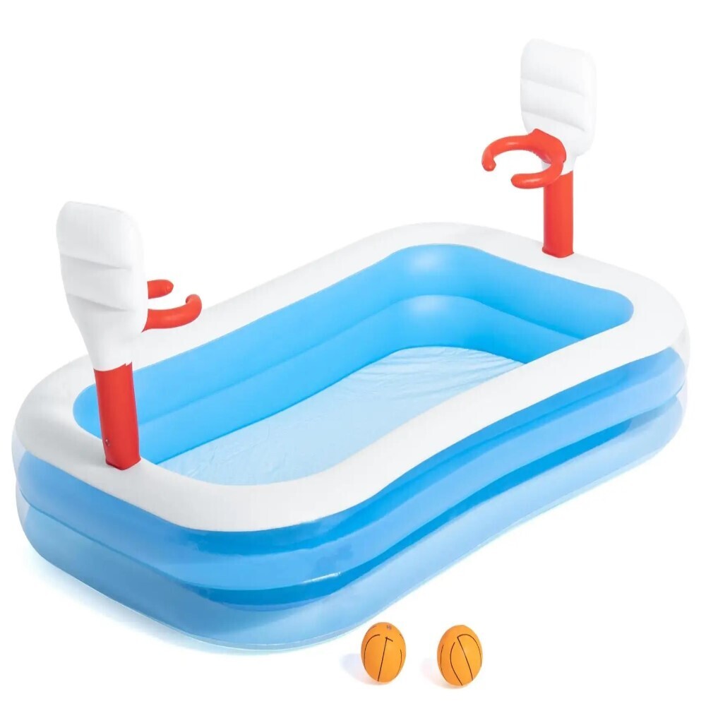 Inflatable Basketball Play Pool - 40in x 2.51m x 1.68m-Home &amp; Garden &gt; Pool &amp; Accessories &gt; Pool Toys &amp; Inflatables-PEROZ Accessories