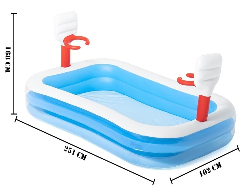 Inflatable Basketball Play Pool - 40in x 2.51m x 1.68m-Home &amp; Garden &gt; Pool &amp; Accessories &gt; Pool Toys &amp; Inflatables-PEROZ Accessories