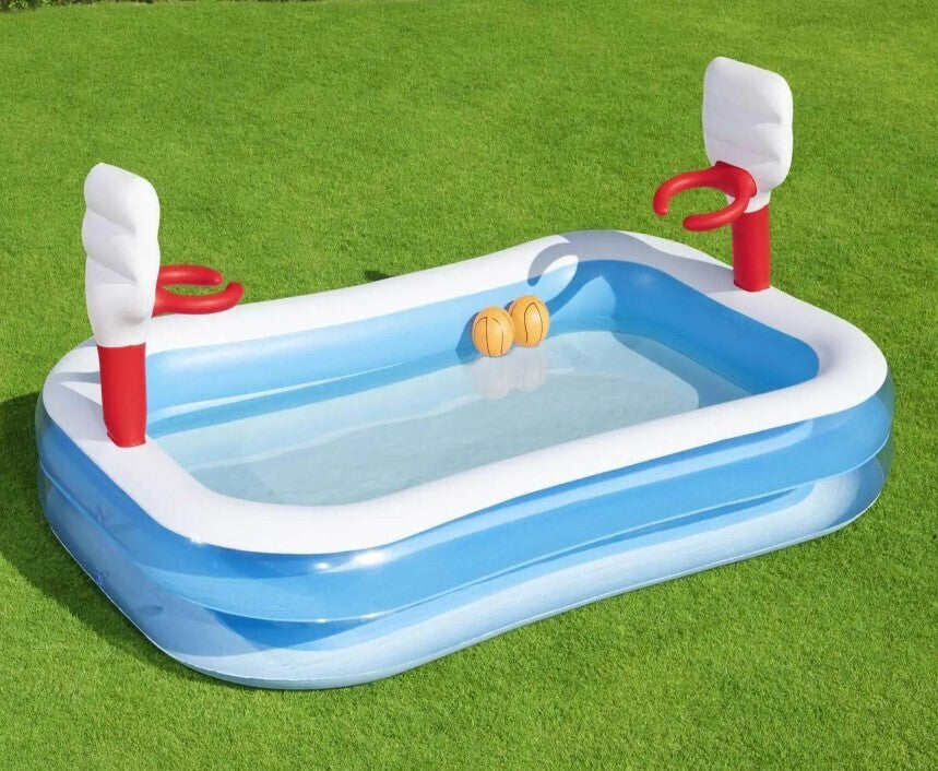 Inflatable Basketball Play Pool - 40in x 2.51m x 1.68m-Home &amp; Garden &gt; Pool &amp; Accessories &gt; Pool Toys &amp; Inflatables-PEROZ Accessories