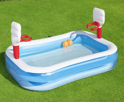 Inflatable Basketball Play Pool - 40in x 2.51m x 1.68m-Home &amp; Garden &gt; Pool &amp; Accessories &gt; Pool Toys &amp; Inflatables-PEROZ Accessories