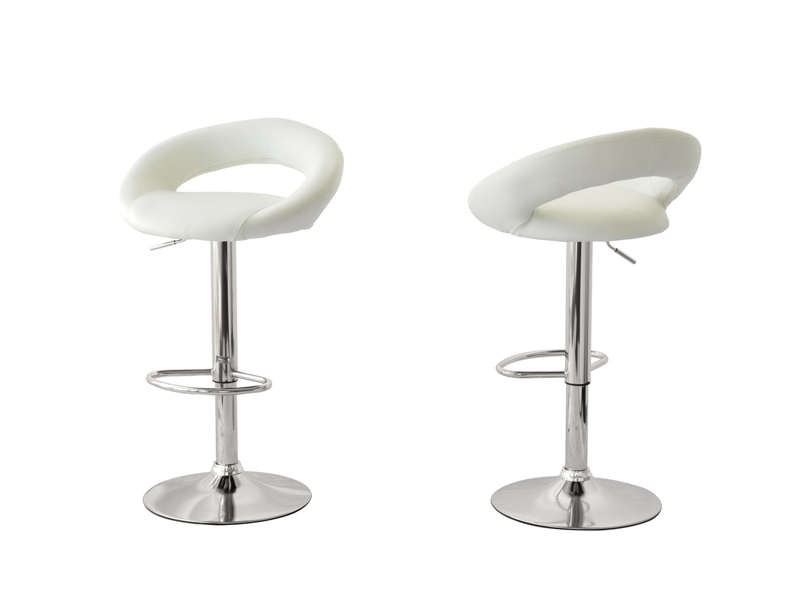 2 Curve Leather Barstools (White) w/ Adjustable Height, 78-99cm-Furniture &gt; Bar Stools &amp; Chairs &gt; Table &amp; Bar Stools-PEROZ Accessories