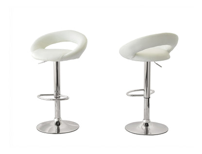 2 Curve Leather Barstools (White) w/ Adjustable Height, 78-99cm-Furniture &gt; Bar Stools &amp; Chairs &gt; Table &amp; Bar Stools-PEROZ Accessories