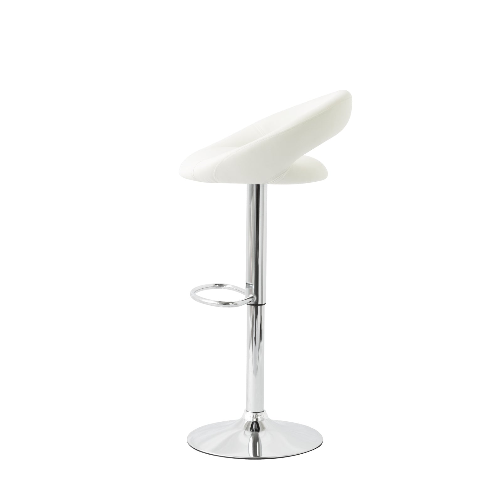 2 Curve Leather Barstools (White) w/ Adjustable Height, 78-99cm-Furniture &gt; Bar Stools &amp; Chairs &gt; Table &amp; Bar Stools-PEROZ Accessories