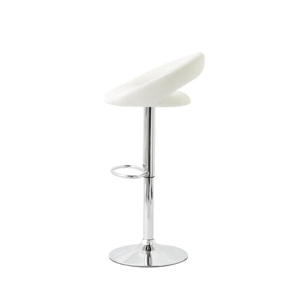 2 Curve Leather Barstools (White) w/ Adjustable Height, 78-99cm-Furniture &gt; Bar Stools &amp; Chairs &gt; Table &amp; Bar Stools-PEROZ Accessories