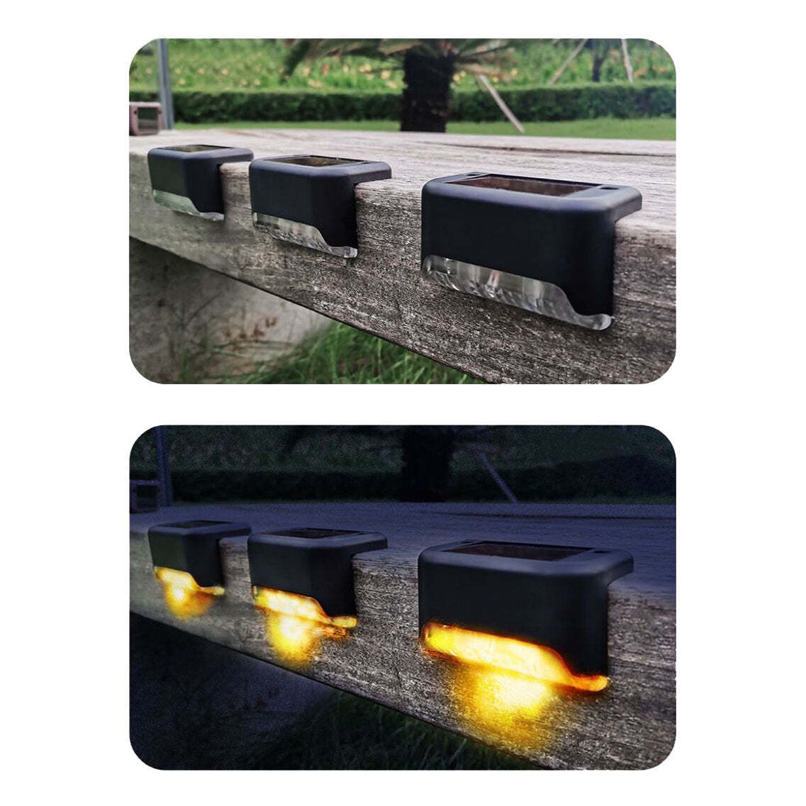 3-Piece Solar Deck Lights Set, Wireless, Waterproof, Warm White Light-Occasions &gt; Lights-PEROZ Accessories