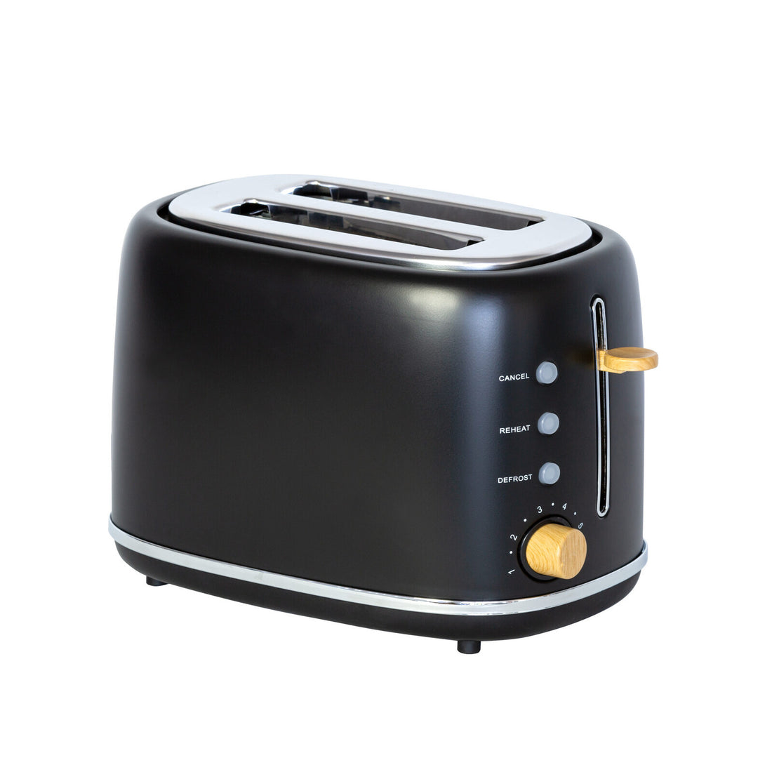 2-Slice Bread Toaster in Black w/ Wood Accents-Appliances &gt; Kitchen Appliances-PEROZ Accessories
