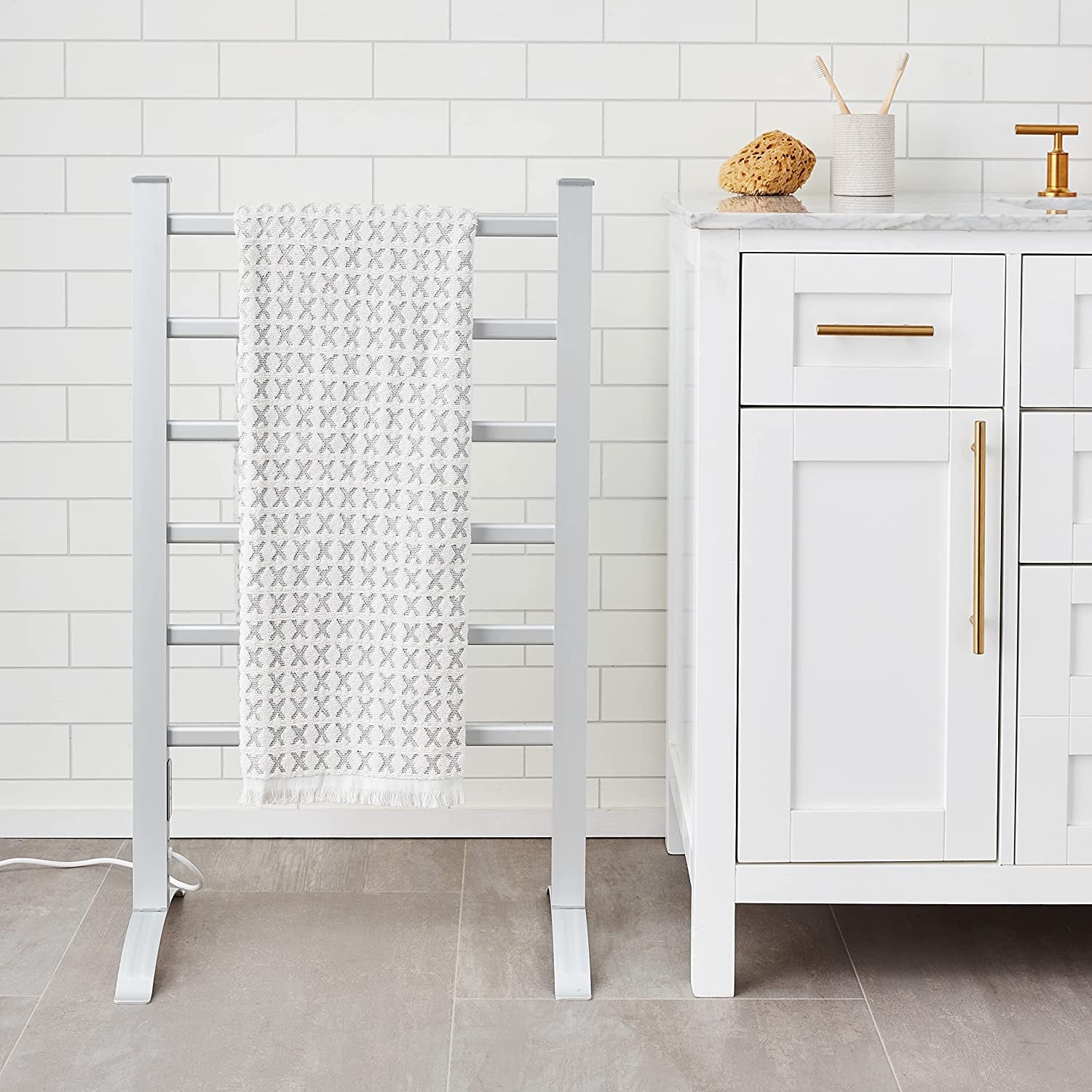 Standing Heated Towel Rail Vertical Warming Towel Rack-Heated Towel Rails-PEROZ Accessories