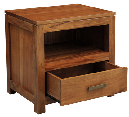Paris 1 Drawer Solid Mahogany Timber Lamp Table (Light Pecan)-Furniture &gt; Bedroom &gt; Bedside Tables-PEROZ Accessories