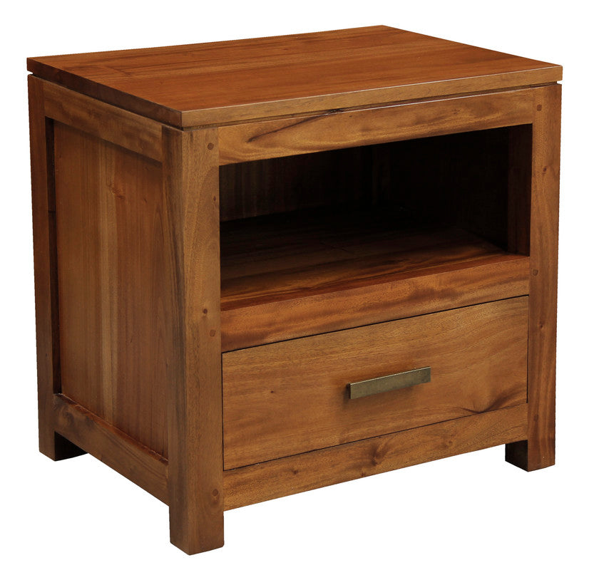 Paris 1 Drawer Solid Mahogany Timber Lamp Table (Light Pecan)-Furniture &gt; Bedroom &gt; Bedside Tables-PEROZ Accessories