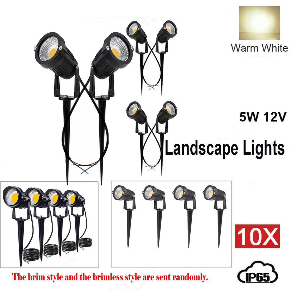 10PCS LED Spotlights Landscape Warm light Lamp Waterproof Outdoor Garden Yard 12V-Home &amp; Garden > Lighting-PEROZ Accessories