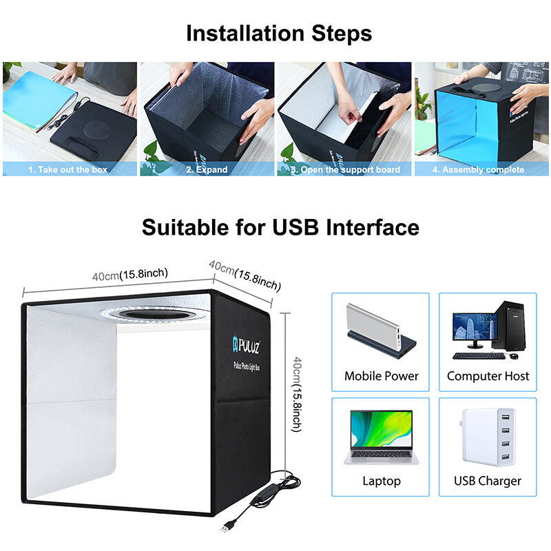 40CM Portable Photo Studio LED Light Tent Bar Cube Soft Box Room Photography-Audio &amp; Video > Photography-PEROZ Accessories