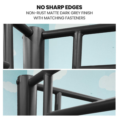 Kingston Slumber 2in1 Single Metal Bunk Bed Frame, with Modular Design, Dark Matte Grey-Furniture &gt; Bedroom &gt; Beds &amp; Bed Frames-PEROZ Accessories