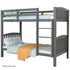 Kingston Slumber Single Bunk Bed Frame Solid Pine Wood Timber, Modular Design, Grey-Furniture > Bedroom > Beds & Bed Frames-PEROZ Accessories
