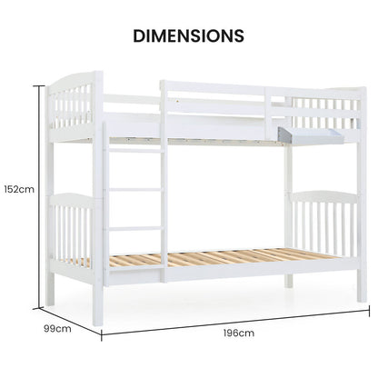 Kingston Slumber Wooden Kids Bunk Bed Frame, with Modular Design that can convert to 2 Single, White-Furniture &gt; Bedroom-PEROZ Accessories