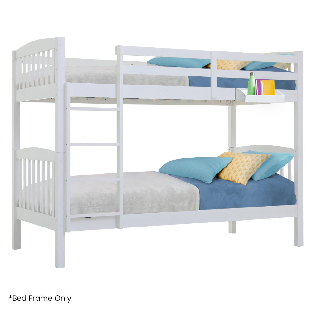 Kingston Slumber Wooden Kids Bunk Bed Frame, with Modular Design that can convert to 2 Single, White-Furniture &gt; Bedroom-PEROZ Accessories