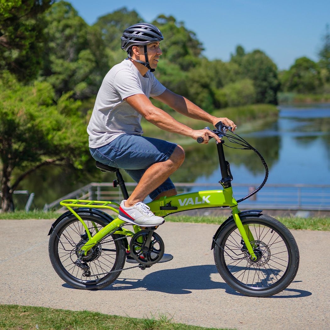 VALK Shuttle 5 Electric Folding Bike, Gen II, 20" Tyres, Shimano 7-Speed, Lime Green-Sports &amp; Fitness > Bikes &amp; Accessories-PEROZ Accessories